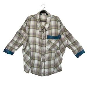Intimately Free People Fallin' For Flannel Sleep Shirt Sz S Oversized Plaid